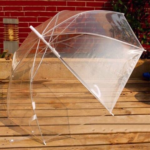 Ô Dù Trong Suốt Thời Trang - Ô Kính Cán Dài Đẹp Mắt, Phụ Kiện Chụp Ảnh Nghệ Thuật, Đi Dạo Mưa Mát Mẻ
