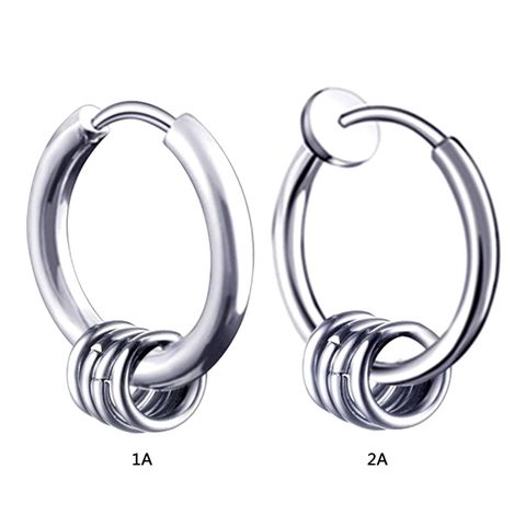 Khuyên Tai Tròn Thép Titan Bạc Phong Cách Hình Học Cho Nam - Trang Sức Thời Trang Cao Cấp, Đường Kính 1.2cm