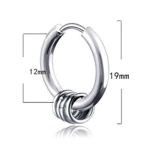 Khuyên Tai Tròn Thép Titan Bạc Phong Cách Hình Học Cho Nam - Trang Sức Thời Trang Cao Cấp, Đường Kính 1.2cm