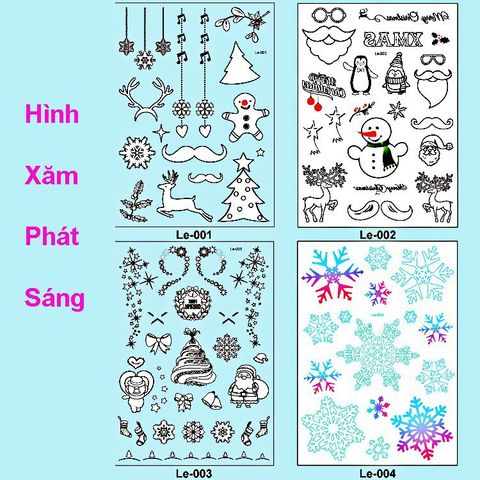 Hình Xăm Dán Tạm Thời Phát Sáng 21x15cm Phong Cách Giáng Sinh Noel - Tattoo Dễ Dàng Thay Đổi, Quà Tặng Ý Nghĩa