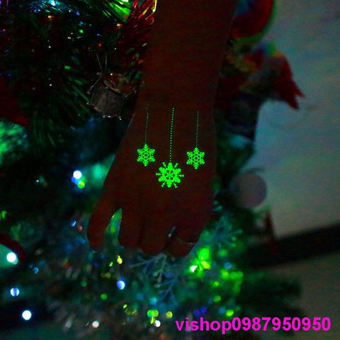 Hình Xăm Dán Tạm Thời Phát Sáng 21x15cm Phong Cách Giáng Sinh Noel - Tattoo Dễ Dàng Thay Đổi, Quà Tặng Ý Nghĩa