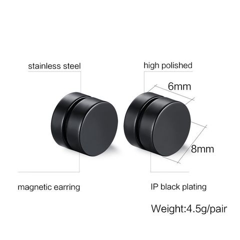 Khuyên Tai Nam Châm Thép Không Gỉ 8mm Dày - Trang Sức Thời Trang Cho Nam - Phong Cách Hipster, Dễ Dàng Đeo