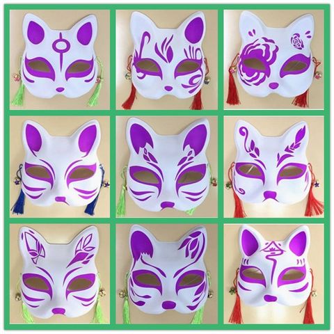 Mặt Nạ Nửa Mặt Hình Cáo - Mặt Nạ Hóa Trang Halloween Độc Đáo, PVC Chất Lượng Cao, Phong Cách Nhật Bản, Quà Tặng Tuyệt Vời
