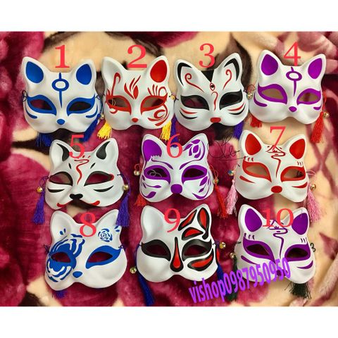 Mặt Nạ Nửa Mặt Hình Cáo - Mặt Nạ Hóa Trang Halloween Độc Đáo, PVC Chất Lượng Cao, Phong Cách Nhật Bản, Quà Tặng Tuyệt Vời