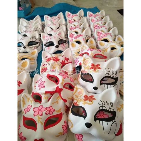 Mặt Nạ Nửa Mặt Hình Cáo - Mặt Nạ Hóa Trang Halloween Độc Đáo, PVC Chất Lượng Cao, Phong Cách Nhật Bản, Quà Tặng Tuyệt Vời