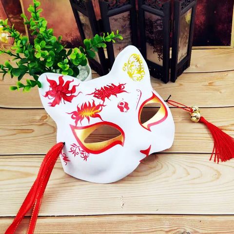 Mặt Nạ Nửa Mặt Hình Cáo - Mặt Nạ Hóa Trang Halloween Độc Đáo, PVC Chất Lượng Cao, Phong Cách Nhật Bản, Quà Tặng Tuyệt Vời