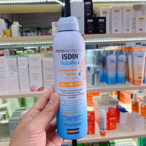 Xịt Chống Nắng Trong Suốt Cho Bé Isdin Pediatrics Wet Skin SPF50+ 250ml - Phù hợp cho trẻ từ 3 tuổi, không vệt trắng, chống nước hiệu quả