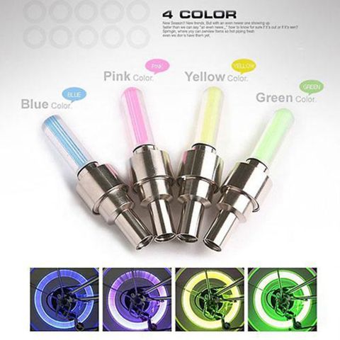 Bộ 2 Đèn LED Gắn Van Xe Máy, Ô Tô, Xe Đạp - Đèn Phát Sáng Nhiều Màu Sắc, An Toàn Khi Lái Xe và Thời Trang độc đáo