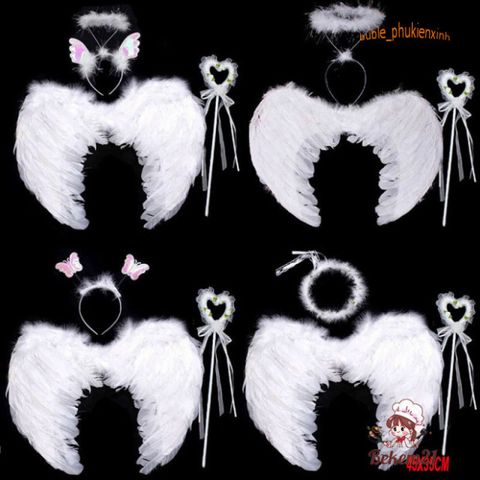 Cánh Thiên Thần Hóa Trang Halloween Cổ Tích - Lông Vũ Trắng Đẹp Dành Cho Người Lớn, Hoàn Hảo Cho Tiệc Tùng và Cosplay