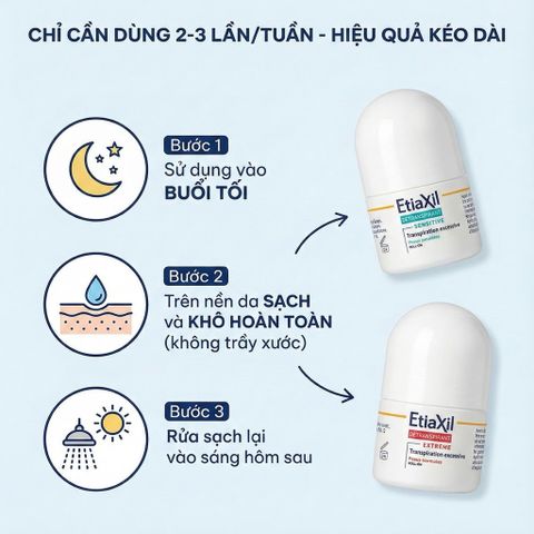Lăn Khử Mùi Etiaxil 15ml - Dành Cho Da Nhạy Cảm, Kiểm Soát Mồ Hôi & Mùi Cơ Thể Lâu Dài, Không Mùi, Không Gây Nhờn