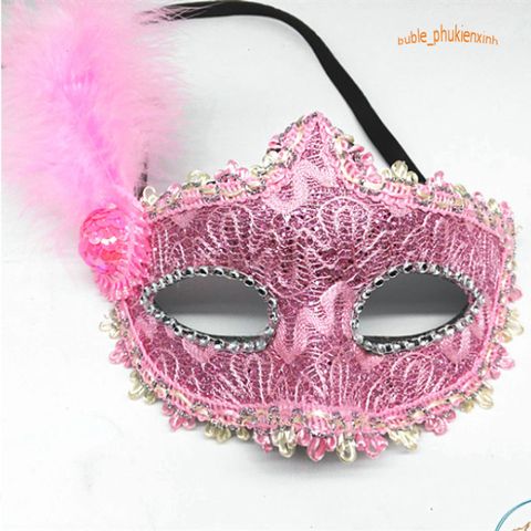 Mặt Nạ Hóa Trang Halloween Đính Lông Vũ Sang Trọng Cho Nữ - Phụ Kiện Tiệc Tùng Quyến Rũ và Bí Ẩn