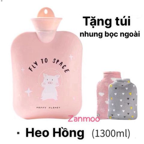 Túi Chườm Nóng Lạnh 1300ml Heo Bự Cute Zanmoo - Túi Sưởi Ấm Giảm Đau Bụng Kinh, Thiết Kế Đáng Yêu, Quà Tặng Thú Vị