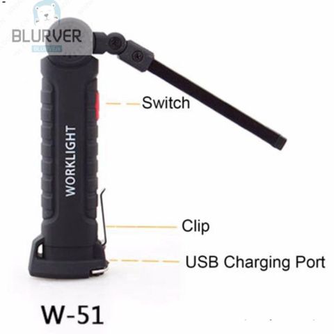 Đèn Pin LED COB Chống Thấm Nước IP65, Xoay 360° với Nam Châm và Móc Treo - Đèn Tiện Lợi cho Cắm Trại, Đi Bộ Đường Dài, Sửa Chữa