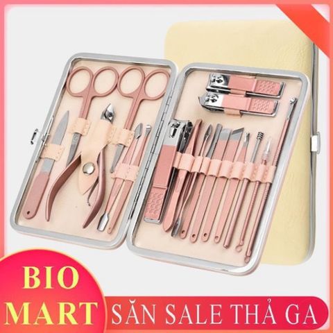 Bộ bấm móng tay hồng 18 chi tiết - Dụng cụ chăm sóc cá nhân nhỏ gọn, tiện lợi, sắc bén và an toàn cho móng tay khỏe đẹp