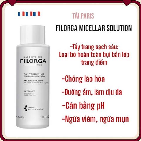 Nước Tẩy Trang Filorga Micellar Solution 400ml - Dưỡng Ẩm Chống Lão Hoá, Tẩy Trang Sạch Sâu Cho Da Nhạy Cảm, Giảm Viêm Mụn