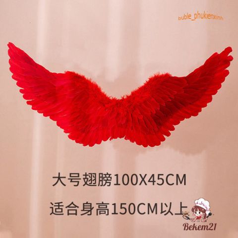 Cánh Thiên Thần Đỏ Phát Sáng - Bộ Phụ Kiện Hóa Trang Halloween Cho Bé Gái Với Băng Đô và Đũa Phép, Độc Đáo và Thú Vị