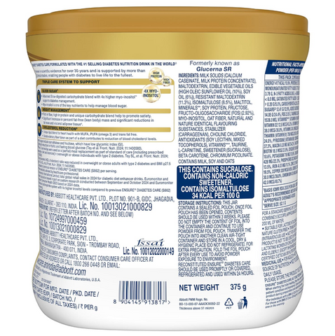 Sữa Ensure Diabetes Care 400g - Dinh Dưỡng Cân Bằng Cho Người Bị Tiểu Đường, Hỗ Trợ Kiểm Soát Đường Huyết, Hương Vani Dễ Uống
