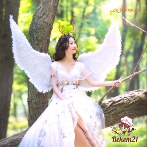 Cánh Thiên Thần Hóa Trang Trẻ Em Gemvan - Cánh Lông Vũ Bạch Để Tiệc Halloween, Cosplay, Chụp Ảnh, Lễ Hội