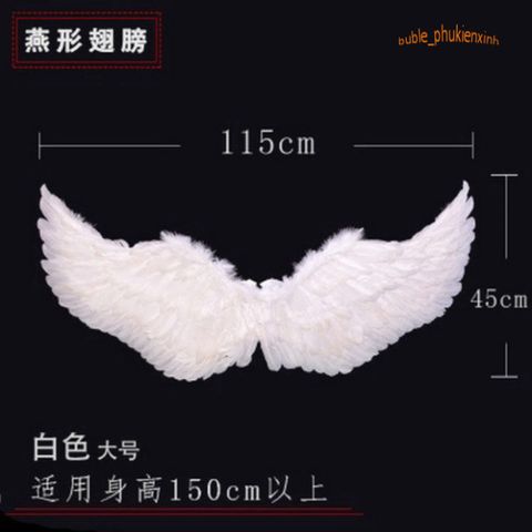 Cánh Thiên Thần Hóa Trang Trẻ Em Gemvan - Cánh Lông Vũ Bạch Để Tiệc Halloween, Cosplay, Chụp Ảnh, Lễ Hội