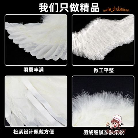 Cánh Thiên Thần Hóa Trang Trẻ Em Gemvan - Cánh Lông Vũ Bạch Để Tiệc Halloween, Cosplay, Chụp Ảnh, Lễ Hội