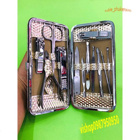 Bộ Dụng Cụ Cắt Móng Tay 12 Món Cao Cấp Bằng Vàng và Thép Không Gỉ - Hộp Đựng Sang Trọng, Tiện Dụng Cho Salon và Du Lịch