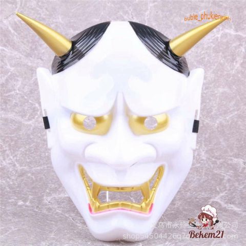 Mặt Nạ Halloween Hình Quỷ Vương Hai Sừng Oni Noh Hannya - Đạo Cụ Cosplay Thú Vị cho Tiệc Halloween và Masquerade Party