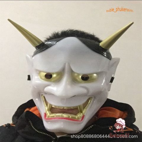 Mặt Nạ Halloween Hình Quỷ Vương Hai Sừng Oni Noh Hannya - Đạo Cụ Cosplay Thú Vị cho Tiệc Halloween và Masquerade Party
