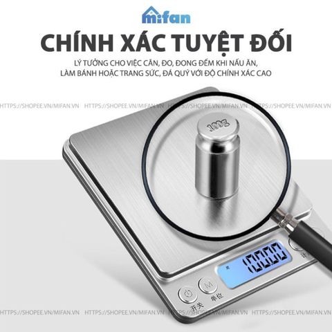 Cân Điện Tử Mini Cao Cấp MIFAN - 0.01g - 3kg, Nhỏ Gọn, Thép Không Gỉ, Màn Hình LCD - Cân Thực Phẩm, Trang Sức, Làm Bánh