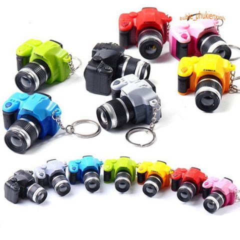 Móc khóa máy ảnh mini DSLR sáng tạo LED phát âm thanh - Phụ kiện thời trang dễ thương cho nhiếp ảnh gia đam mê