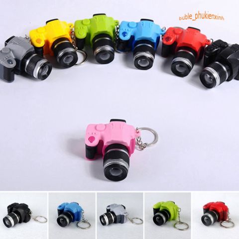 Móc khóa máy ảnh mini DSLR sáng tạo LED phát âm thanh - Phụ kiện thời trang dễ thương cho nhiếp ảnh gia đam mê