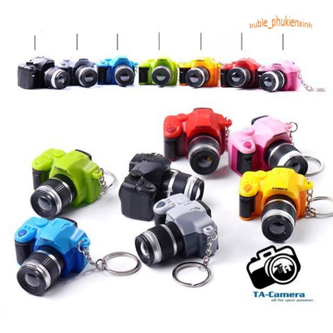 Móc khóa máy ảnh mini DSLR sáng tạo LED phát âm thanh - Phụ kiện thời trang dễ thương cho nhiếp ảnh gia đam mê