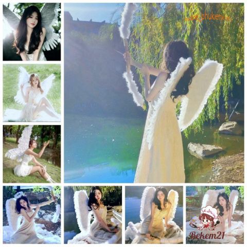 Cánh Thiên Thần Hóa Trang Trẻ Em - Đồ Cosplay Lễ Hội Giáng Sinh, Halloween, Tiệc Tùng - Cánh Lông Vũ Trắng Ngã Rối