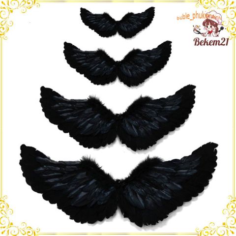 Cánh Thiên Thần Đen Lông Vũ Cho Trẻ Em - Đạo Cụ Hóa Trang Halloween Thú Vị, Đồ Diễn Xuất Chất Lượng Cao, Kích Thước Đa Dạng