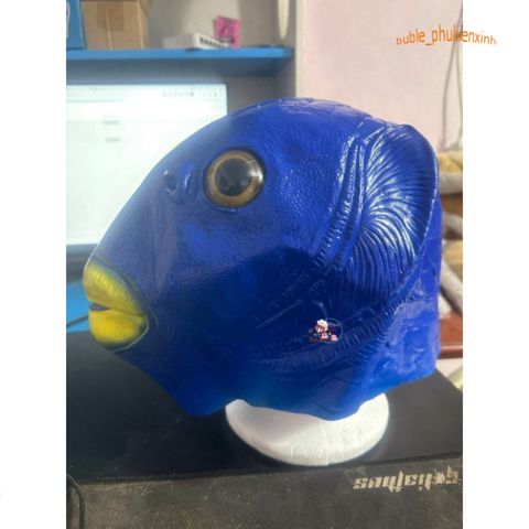 Mặt Nạ Đầu Cá Xanh Silicon Đẹp - Mặt Nạ Hóa Trang Quái Vật Ếch Xanh cho Halloween và Tiệc Tùng, Thoải Mái và Chân Thật