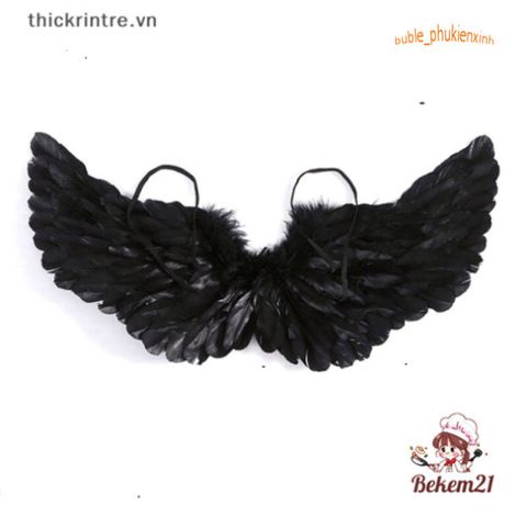 Cánh Ác Quỷ Đen Trắng - Đôi Cánh Thiên Thần Lông Vũ Sang Trọng Cho Tiệc Halloween và Sự Kiện Cosplay