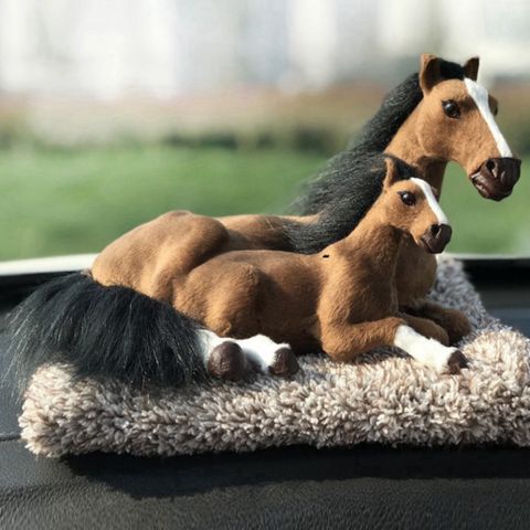 Thú Bông Ngựa Đôi Lông Mượt Lõi Than Hoạt Tính Khử Mùi & Lọc Không Khí 28cm - Trang Trí Xe Hơi & Phụ Kiện Đáng Yêu