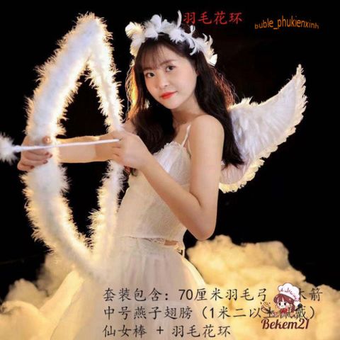 Cánh Thiên Thần Đen Trắng Đỏ Dễ Thương - Phụ Kiện Hoá Trang Thời Trang Cho Người Lớn Và Trẻ Em, Kích Thước Vừa Và Lớn