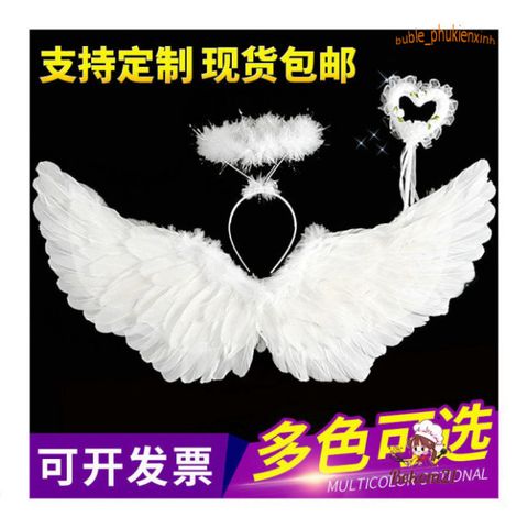 Băng Đô Thiên Thần Cánh Lông Vũ Cho Bé - Phụ Kiện Hóa Trang Halloween Gậy Phép Dễ Thương 2024