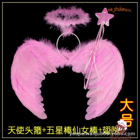 Băng Đô Thiên Thần Cánh Lông Vũ Cho Bé - Phụ Kiện Hóa Trang Halloween Gậy Phép Dễ Thương 2024