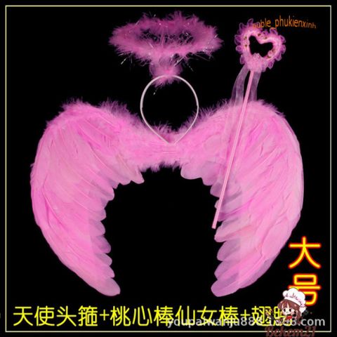 Băng Đô Thiên Thần Cánh Lông Vũ Cho Bé - Phụ Kiện Hóa Trang Halloween Gậy Phép Dễ Thương 2024