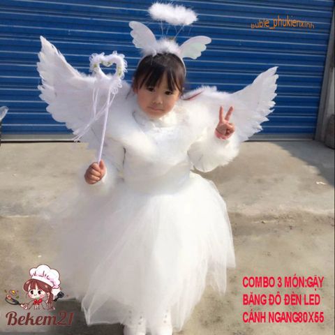 Băng Đô Cánh Lông Vũ Trắng Thiên Thần Cho Bé Gái - Phụ Kiện Hóa Trang Halloween Dễ Thương, Cosplay Tiệc Tùng