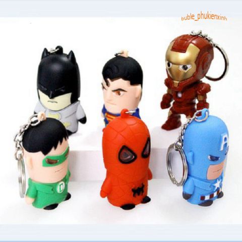 Móc Khóa LED Siêu Anh Hùng Phát Sáng 3 Trong 1 - Âm Thanh Vui Nhộn, Đèn Pin Tiện Dụng Cho Fan Marvel
