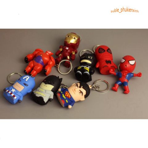 Móc Khóa LED Siêu Anh Hùng Phát Sáng 3 Trong 1 - Âm Thanh Vui Nhộn, Đèn Pin Tiện Dụng Cho Fan Marvel