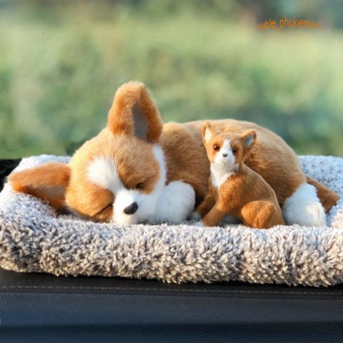 Gấu bông Chó Shiba vàng lông mượt khử mùi ô tô với than hoạt tính - Thú bông độc đáo trang trí nội thất xe hơi