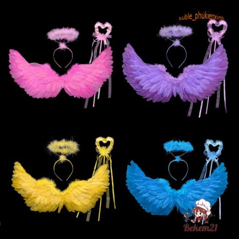 Cánh Lông Thiên Thần Amarniya Dây Thun Co Giãn Màu Sáng - Phụ Kiện Hóa Trang Rực Rỡ cho Cosplay và Halloween