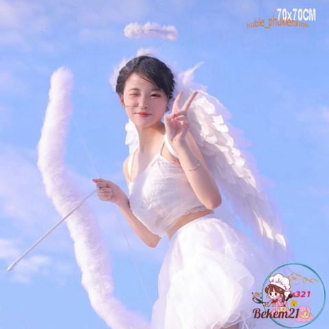 Cánh Thiên Thần Màu Trắng Cosplay cho Bé - Đạo Cụ Halloween và Quay Video TikTok, Sự Kiện Lễ Hội Thời Trang