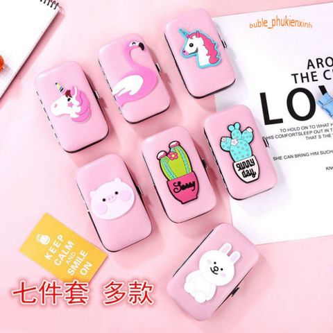Bộ Dụng Cụ Cắt và Bấm Móng Tay 6 Món Hình Thú Ngộ Nghĩnh Màu Hồng - Dành Cho Trẻ Em, Dễ Sử Dụng và An Toàn