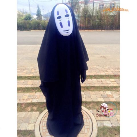 Bộ Trang Phục Cosplay Kaonashi - Áo Choàng Đen, Mặt Nạ Vô Diện & Găng Tay - Halloween, Anime Hayao Miyazaki Cho Trẻ Em & Người Lớn