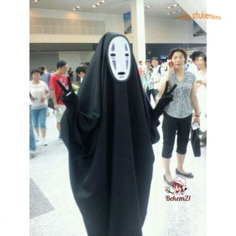 Bộ Trang Phục Cosplay Kaonashi - Áo Choàng Đen, Mặt Nạ Vô Diện & Găng Tay - Halloween, Anime Hayao Miyazaki Cho Trẻ Em & Người Lớn