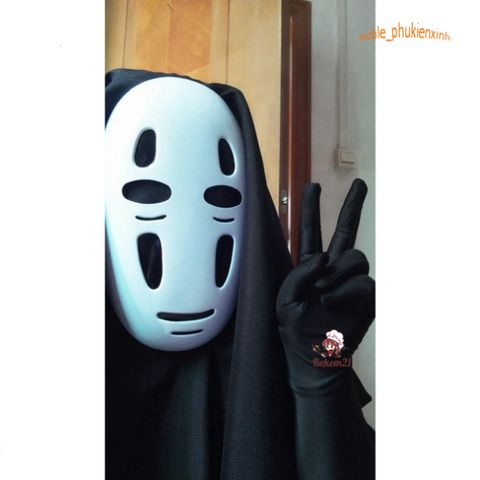 Bộ Trang Phục Cosplay Kaonashi - Áo Choàng Đen, Mặt Nạ Vô Diện & Găng Tay - Halloween, Anime Hayao Miyazaki Cho Trẻ Em & Người Lớn